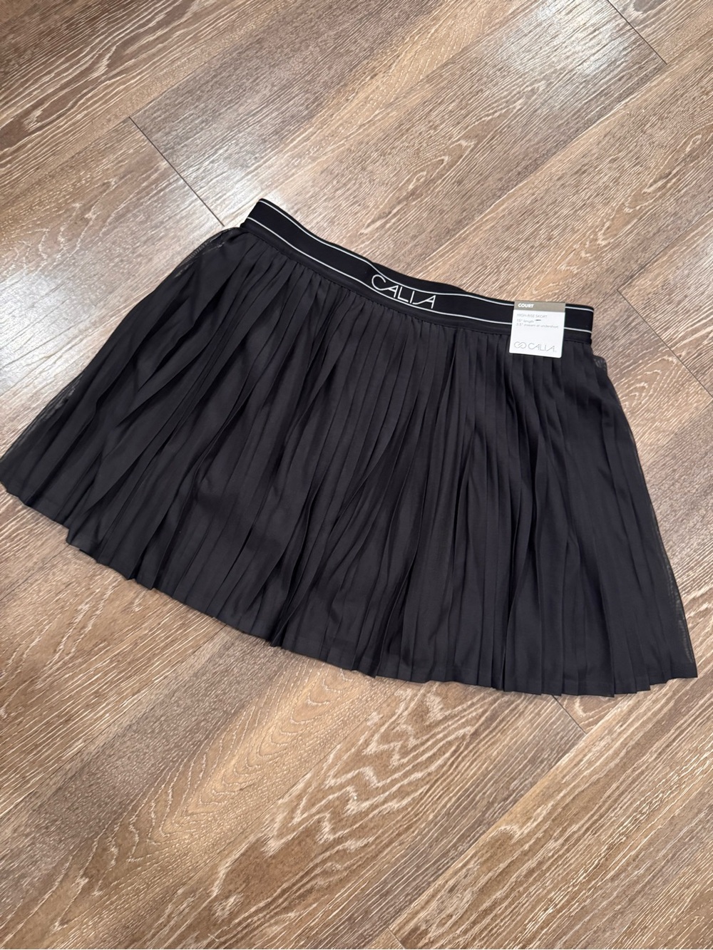 CALIA by Carrie Underwood Black Pleated Athletic Skort with Branded Waistband